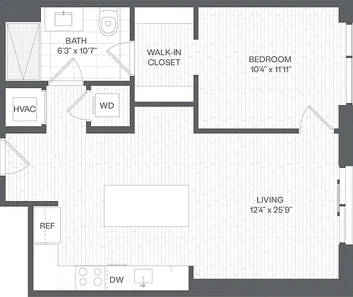 Floor plan 1 Bed/1 Bath-AA3