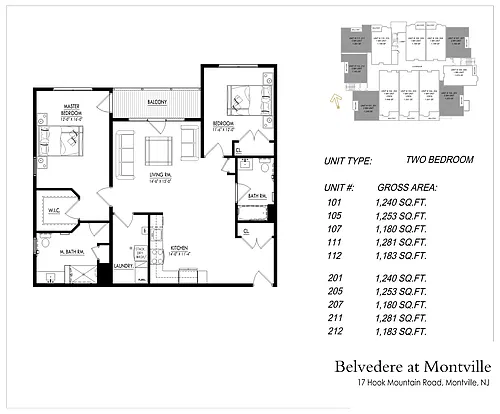 Floor plan The Overlook - Two Bedroom