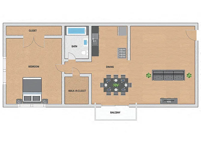 Floor plan 1 Bedroom 1 Bath Floor Plan