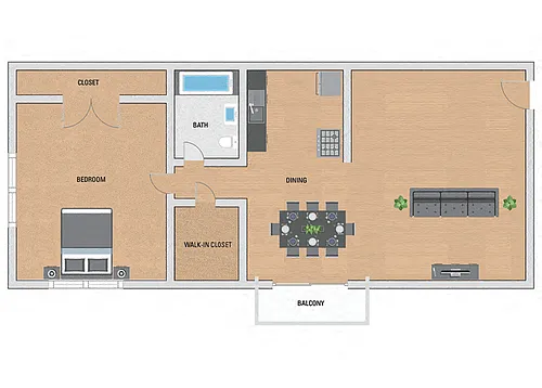 Floor plan 1 Bedroom 1 Bath Floor Plan