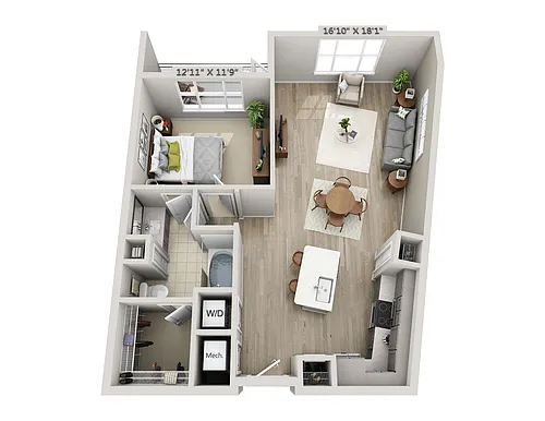 Floor plan B5 1 Bedroom 1 Bath