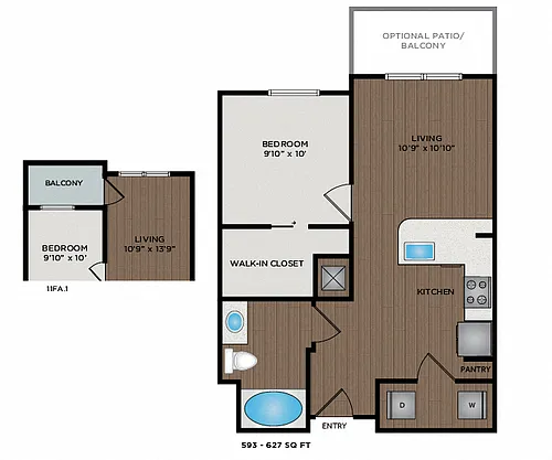 Floor plan 593 Sq Ft