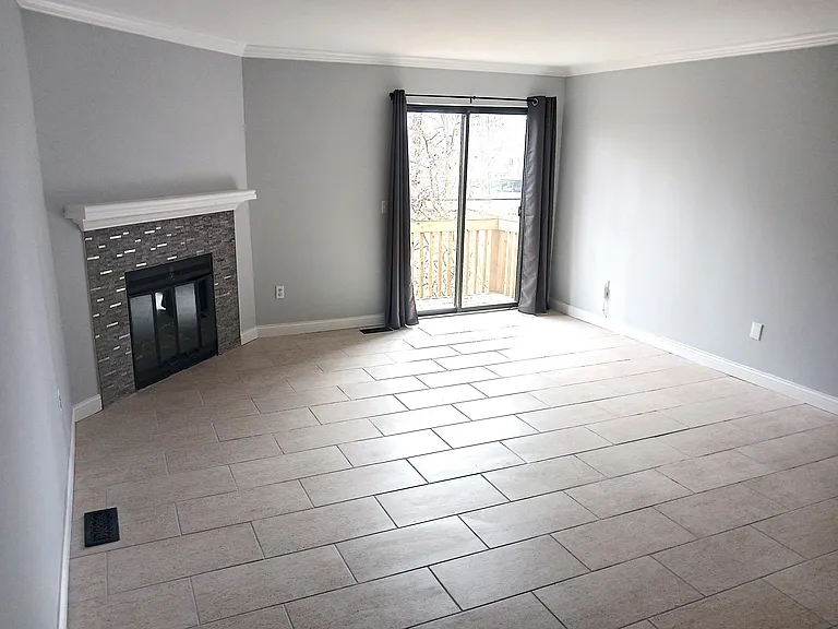 family room and fireplace