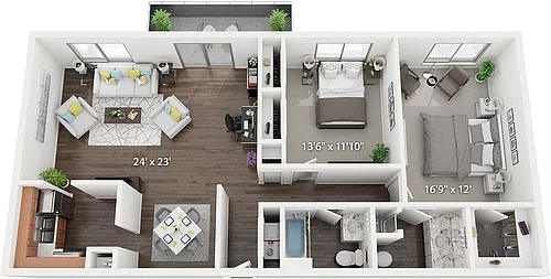Floor plan 2 Bed | 2 Bath 1,174 sq. ft.