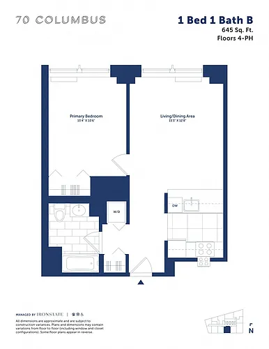 Floor plan 1 Bed 1 Bath B
