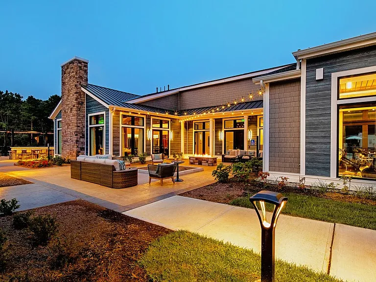 Courtyard with fire pit and lounge seating