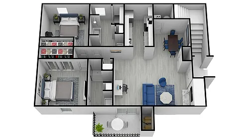 Floor plan 2 Bed 2 Bath B