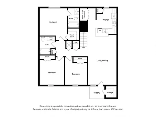 Floor plan Three Bedroom A