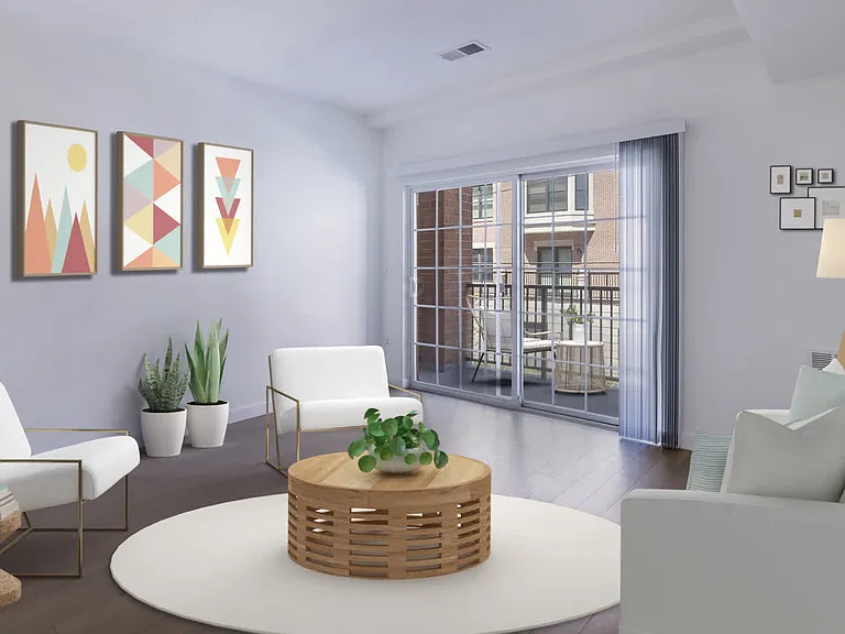 Living Room with Hard Surface Flooring and Balcony
