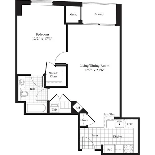 Floor plan 1 Bedroom D