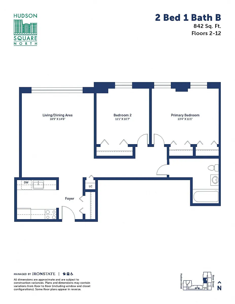 Floor plan 2 Bed 1 Bath B
