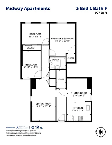 Floor plan 3 Bed 1 Bath F