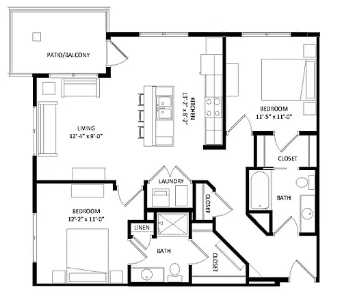 Floor plan 2 Bedroom D1 SIM