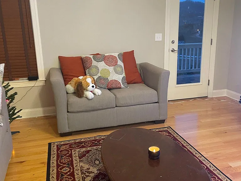 Living room with door to balcony