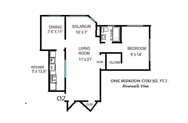 Floor plan One Bedroom 02