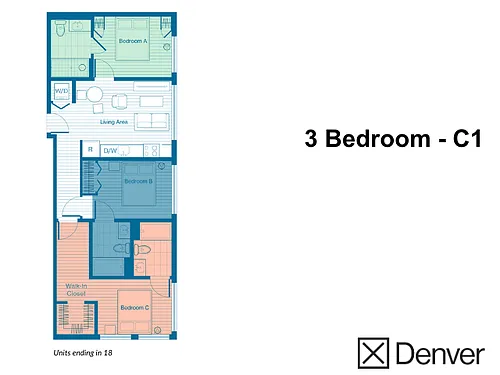 Floor plan 3 Bedroom - C1 Layout