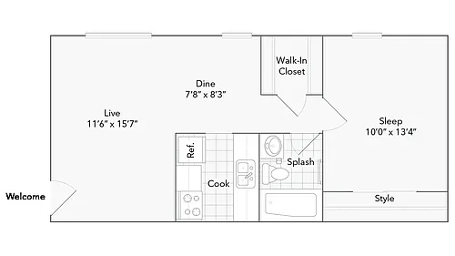 Floor plan 1 Bed 1 Bath