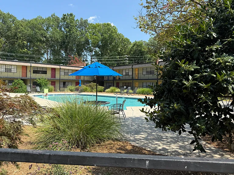 landscaped pool area, part of 2 acres of courtyard space