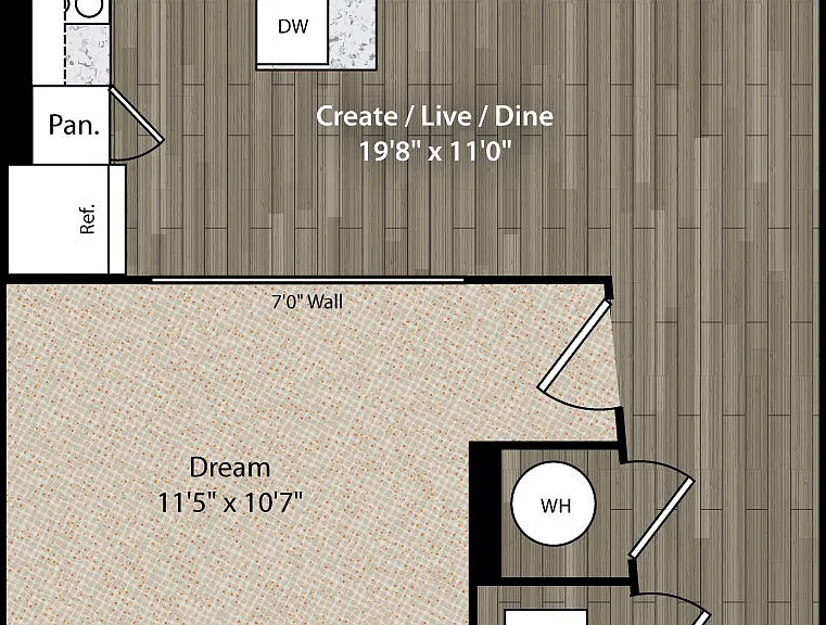Miro - A1 - 1 Beds - 1 Baths - 630 Sq. ft.