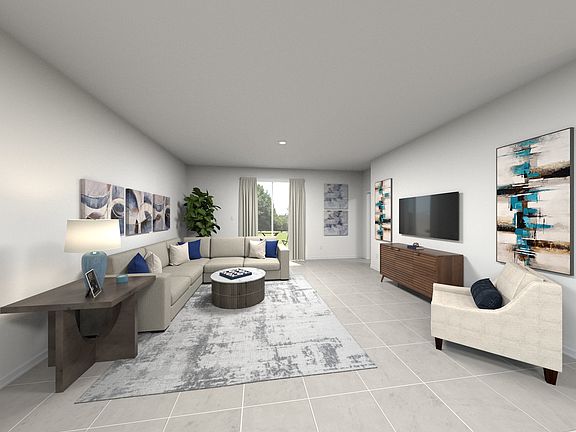 Rendering of the Living Room in the Orchid Floorplan.