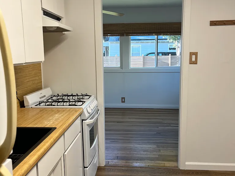 View from the kitchen to the living room.