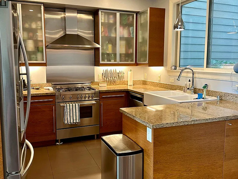 Open kitchen with granite countertops