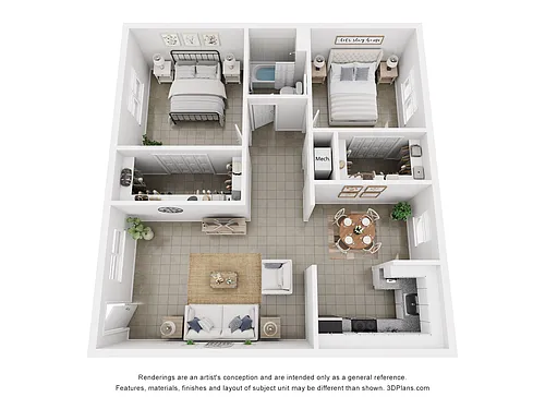Floor plan B1 | 2 Bed | 1 Bath