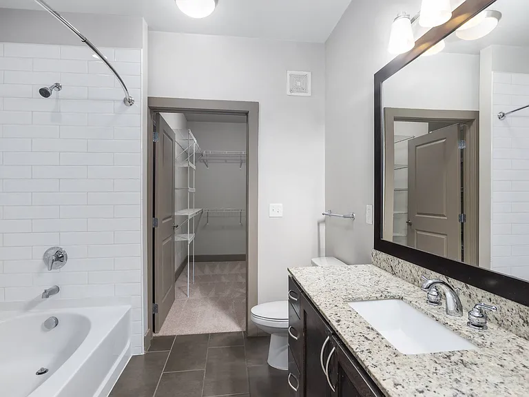 Ceramic Tile Surround in Oversized Soaking Tub and Walk-In Shower