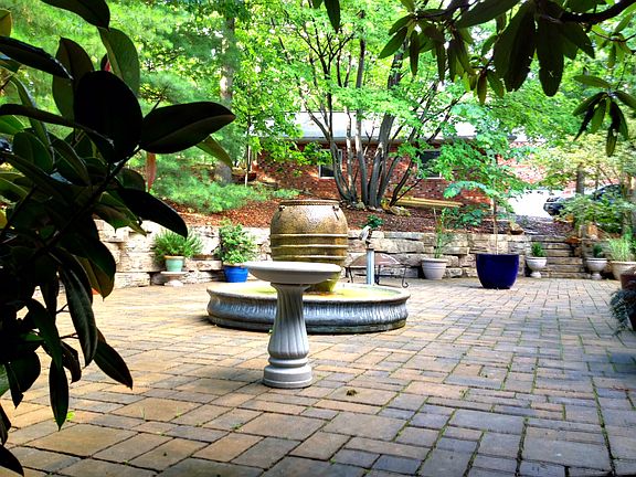 Patio in summer, fountain