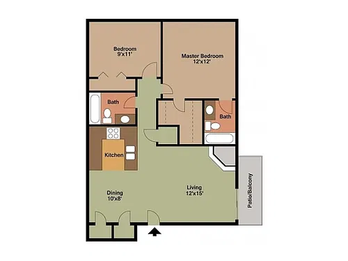 Floor plan 2 Bedroom, 2 Bathroom