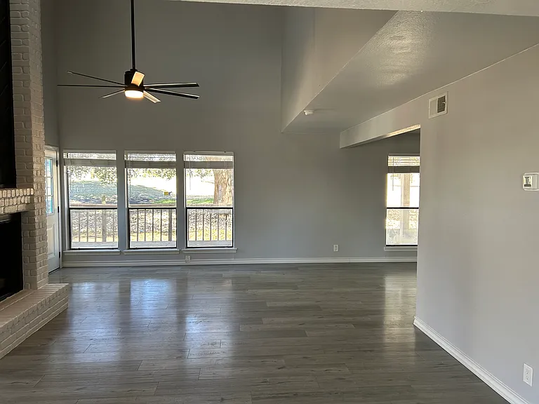 Great open entertainment space. Living area flows into large dining area.