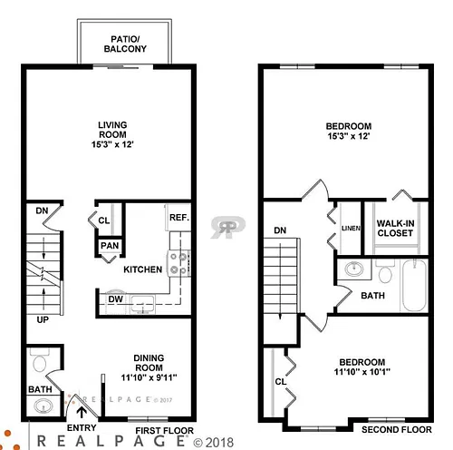 Floor plan Two Bedroom Townhome