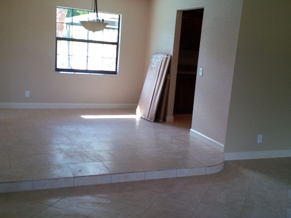 View of dining room from sunken living room