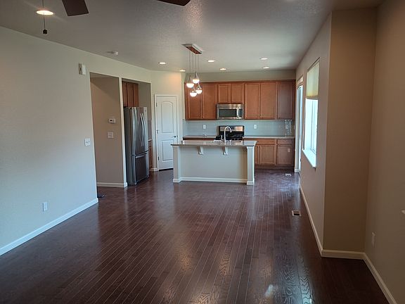 Open floor plan -- view from family room into kitchen.
