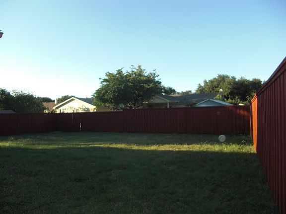 Spacious backyard with updated fence