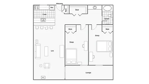 Floor plan Calderra 2 Renovated Furnished