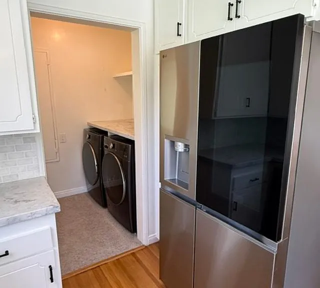 Adjacent laundry -new LG appliances.
