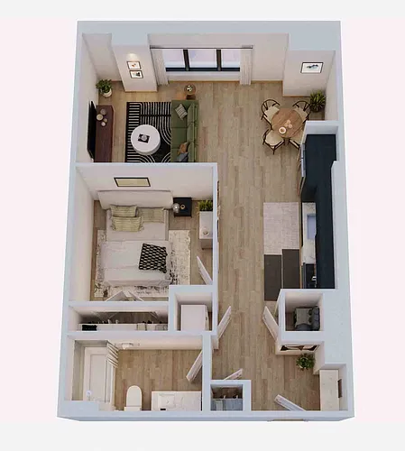 Floor plan Studio/ 1 Bath-A2J