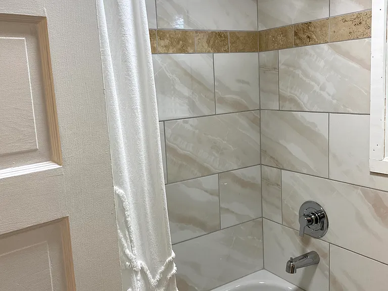 Italian tile in downstairs bathroom.