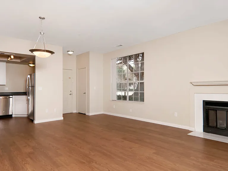 Living Room with Hard Surface Flooring and Fireplace