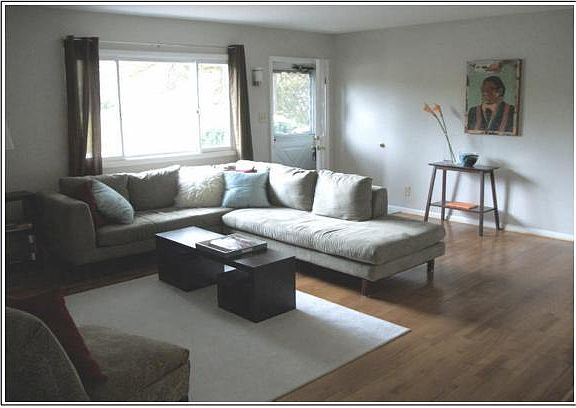 Open concept kitchen, dining, living area