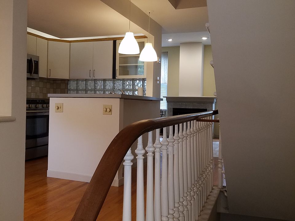 stairway to dining and kitchen