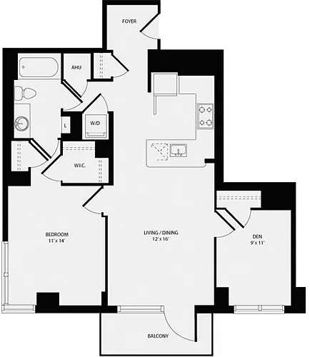 Floor plan 1 Bedroom W