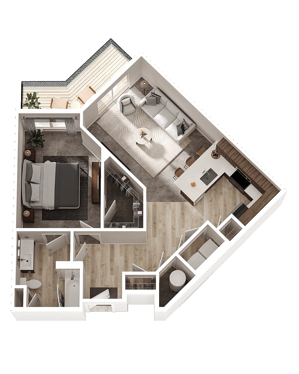 Floor plan 1 Bed 1 Bath (A4)