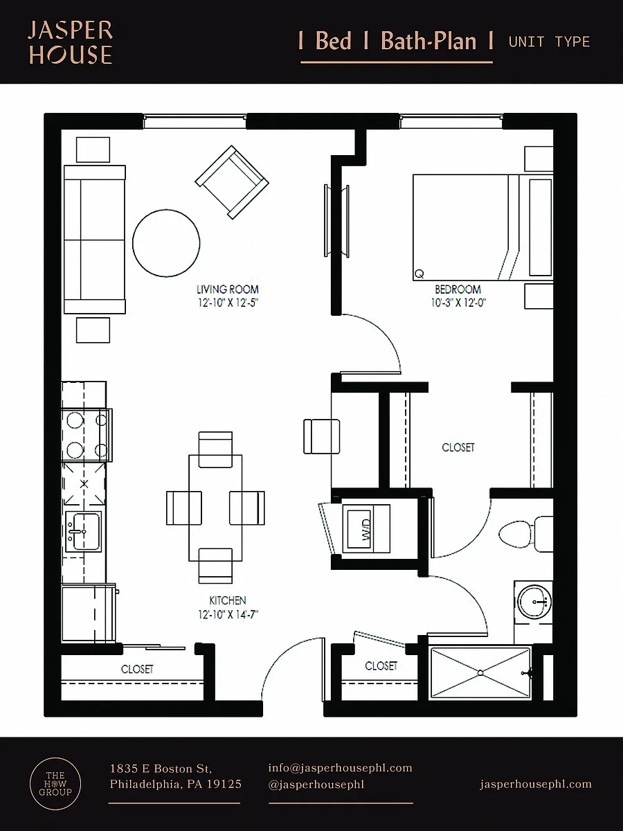 Floor plan 1 Bed 1 Bath Plans 1-4
