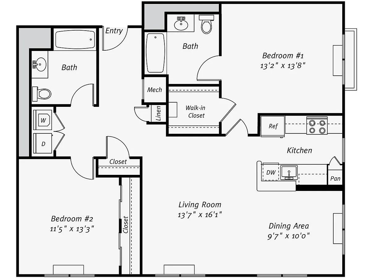 Floor plan B4 South FR 2 Bedroom|2 bath
