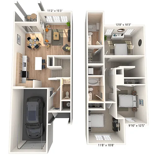 Floor plan C1 3x2.5 1372 SF