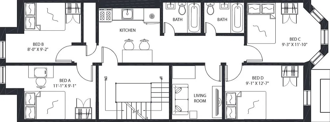 Full bedroom in 4 bed/2 bath home in Prospect Lefferts Gardens #1573 D — Photo 1