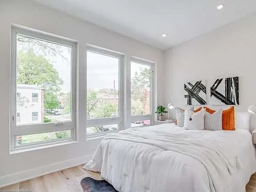 Back bedroom with blackout blinds.
