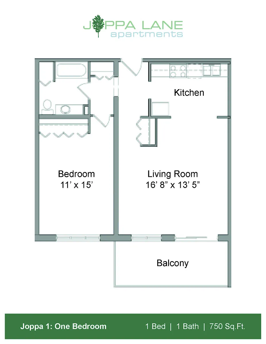 Floor plan Joppa 1a: One Bedroom
